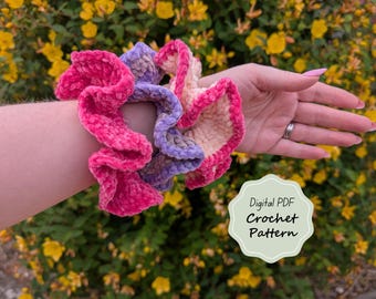 Crochet scrunchie pattern pdf digital quick simple easy beginner friendly