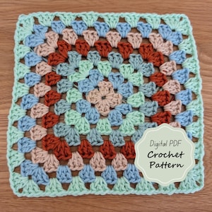 Crochet granny square pdf pattern simple easy beginner friendly