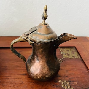 antique middle Eastern Arabic dallah brass coffee pot