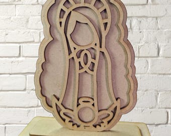 Laser cut, Virgin Mary, Mexican decoration, 3mm and 2.5mm file for laser cutting, ai, pdf, eps, svg, dwg, dxf
