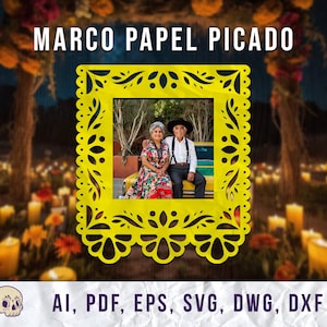 Découpe laser Marco Papel picado cricut, modèle, décoration mexicaine, fichier pour papercut, découpe laser, ai, pdf, eps, svg, dwg, dxf
