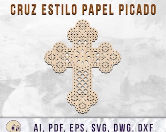 Laser cut Papel picado cricut, Cross, Mexican decoration, file for papercut, laser cut, ai, pdf, eps, svg, dwg, dxf