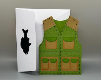 Fishing Vest Gift Card Holder with Matching Envelope