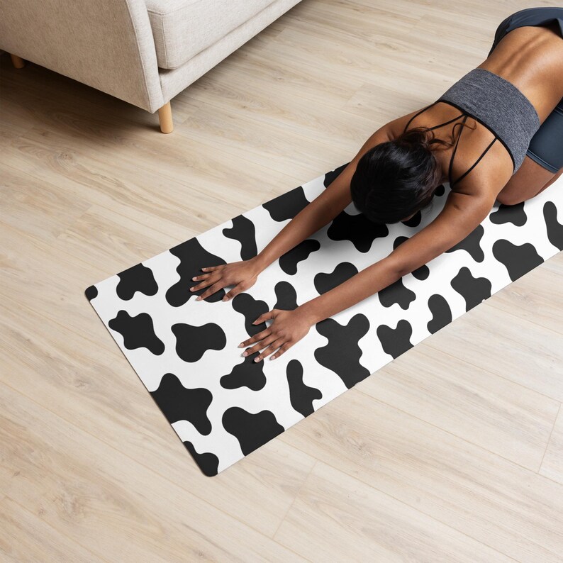 Black And Teal Cow Print Thin Yoga Mat main image 0