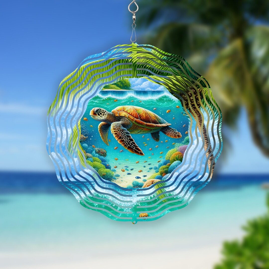 8” Sea Turtle Wind Spinner – Ocean Reef Turtle Design – Coastal 3D ...