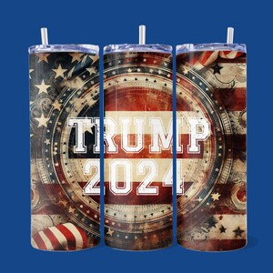 Trump 2024 with Flag Tumbler, 20oz Tumbler, Making America Great Again, Drinkware, MAGA