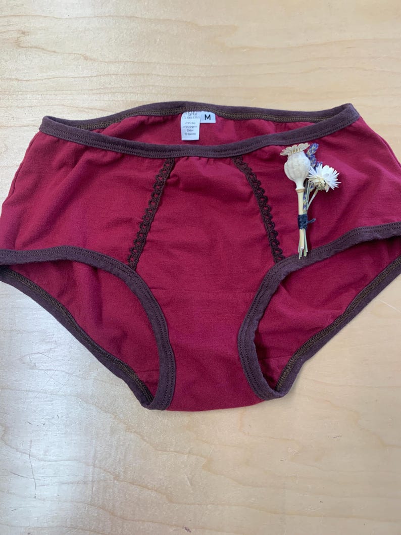 Women's Hip Huggers one pair/Stretchy Tencel and Organic Cotton Cranberry/chocolate