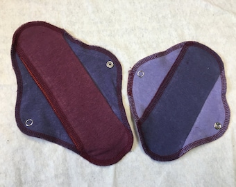 Luna Rags/ Hemp and Organic Cotton Moon Pads/Mini and Maxi Menstrual Cycle Pads/Period Pads