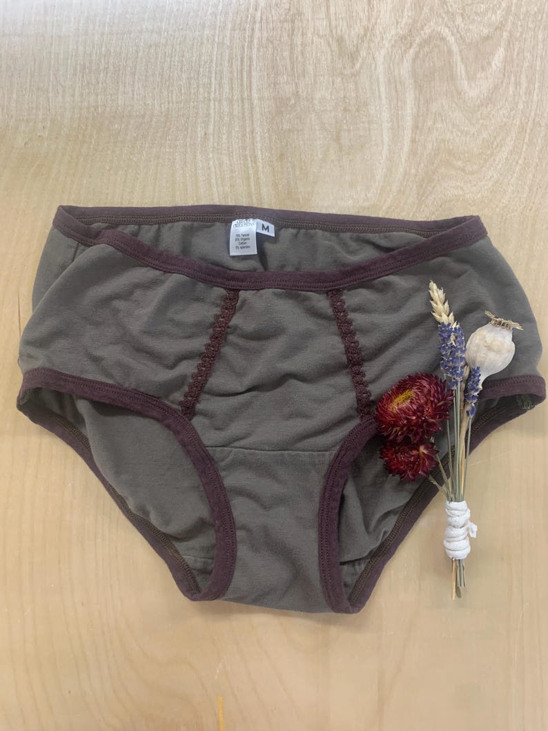 Women's Hip Huggers one pair/Stretchy Tencel and Organic Cotton Sage/Chocolate