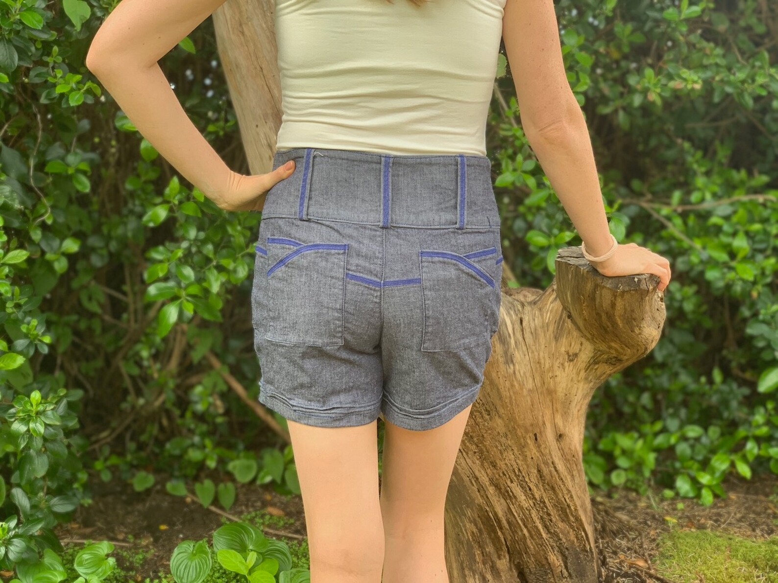 High Waisted Lily Shorts/stretchy Organic Cotton Denim - Etsy
