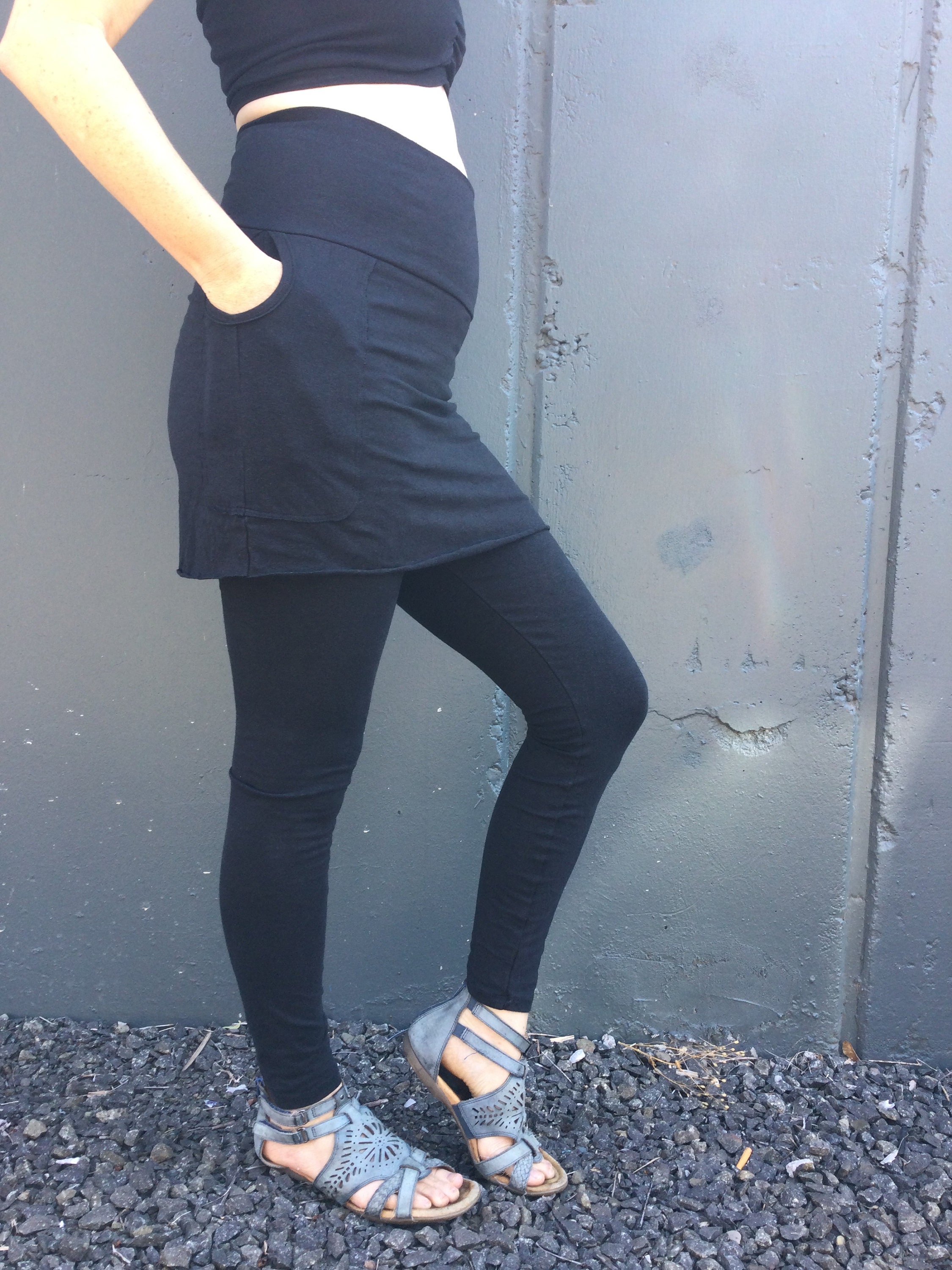High Waisted Skirted Lupine Leggings with Pocket / Stretchy Hemp and Organic Cotton
