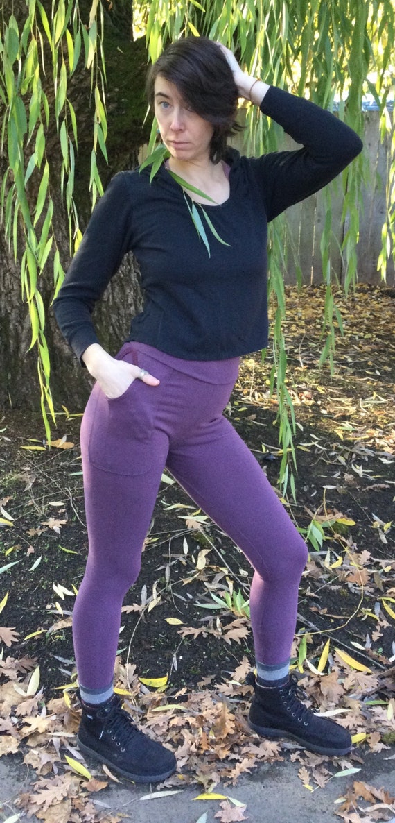High Waisted Leggings With Pocket / Stretchy Hemp and Organic Cotton 
