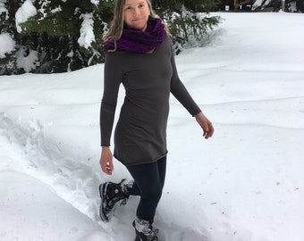 Snowberry Base Layer LS Tunic/ Stretchy Hemp and Organic Cotton Tunic