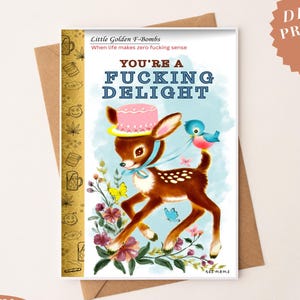 Téléchargement numérique, carte de voeux drôle, humour pour adulte, gros mots à imprimer, carte d'anniversaire instantanée, cadeau pour elle, merci, putain de délice