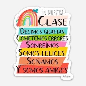 In this Classroom in Spanish (en español) Sticker, Bilingual Education Sticker, Spanish Teacher, Classroom Sticker, Spanish Immersion