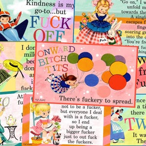 Naughty Notecard Set, Swear Word Greeting Cards, Vintage Inspired, Retro, Gift for Adults, Gag Gift, Profanity Gift, Funny