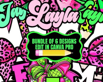 Faux Patch School Design Bundle: 6 Editable Canva Templates (Digital Download