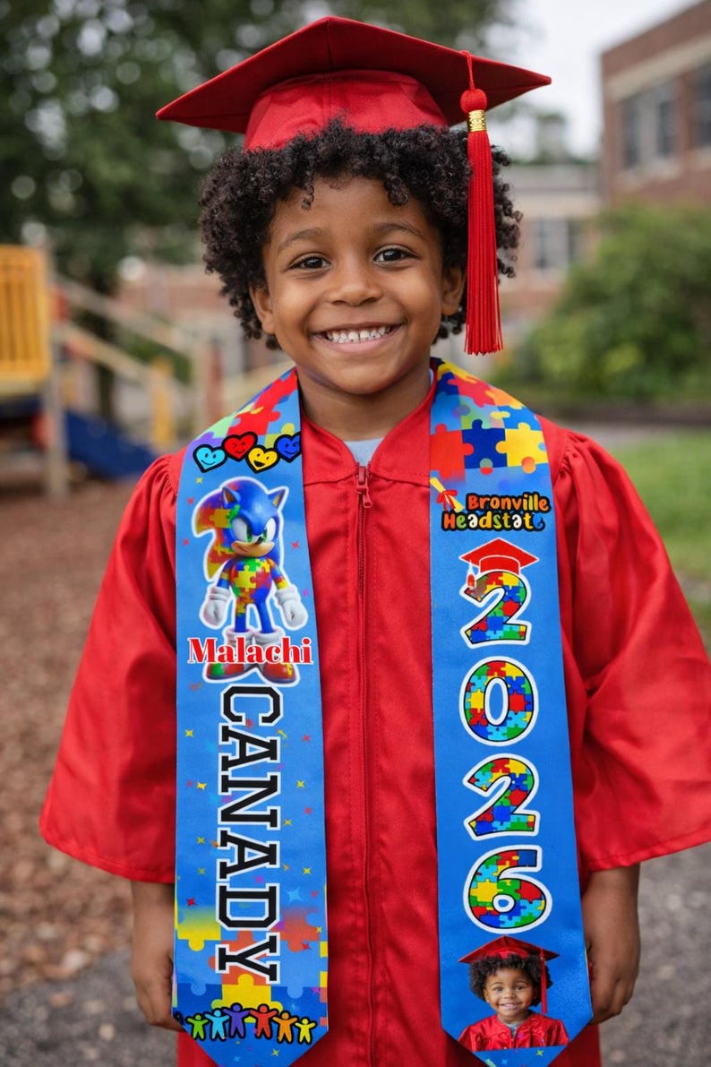 Autism Awareness Pre-k Graduation Stole Template: Editable Canva Design ...