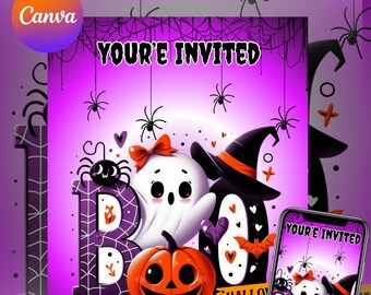 Editable Halloween Invitation Template: Spooky Party Invite (Canva Pro Required, Digital Download)