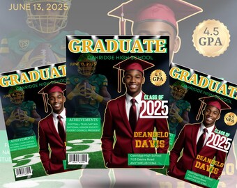 Editable Graduation Magazine Template: Senior Party Keepsake (Canva, Instant Download)