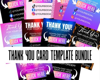 Editable Canva Thank You Card Templates, Digital Product Forms (Canva Pro Required)