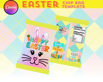 Editable Easter Chip Bag Template: Canva Party Favor (Digital Download)