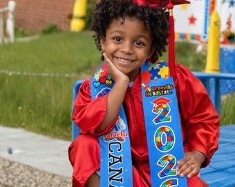 Autism Awareness Pre-K Graduation Stole Template: Editable Canva Design (Instant Download)