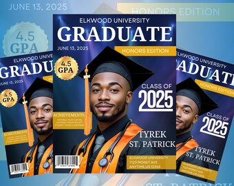 Editable Graduation Magazine Cover Template: Canva Keepsake (Digital Download)