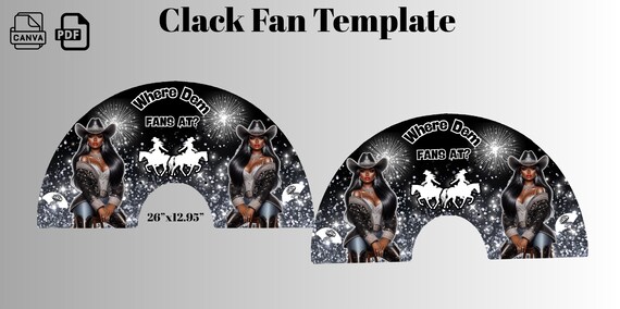 Editable Clack Fan Template: Custom Design (Canva, 26x12.95")