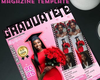 Editable Graduation Magazine Template: Customizable Keepsake (Canva, Instant Download)