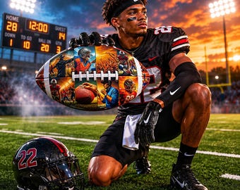 Football Photo Collage Canva Frames | Drag & Drop Design | Instant Digital Download