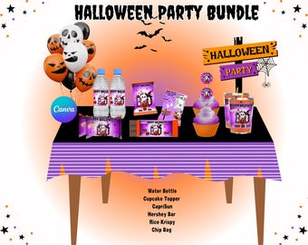 Editable Halloween Party Favors Bundle: Canva Pro Templates (Digital Download