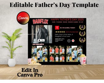 Bearbeitbare DAD-Vorlage | Dadflix Vorlage | Sofortdownload| Vollständig anpassbar | Geschenk zum Vatertag| Vatertag 2025| Wunschfilm