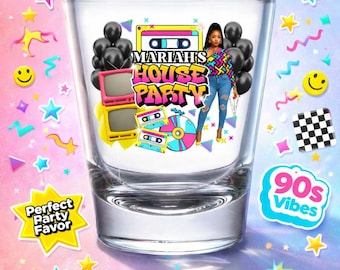 Editable 90s House Party Shot Glass Wrap Template, Retro Party Favor (Digital Download)