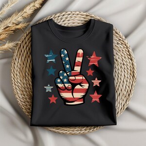 Retro 4th of July Shirt: USA Flag Peace Sign, Vintage Style