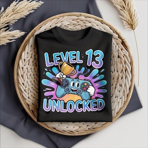 Camiseta de cumpleaños desbloqueada de nivel 13: camiseta de fiesta de gamer