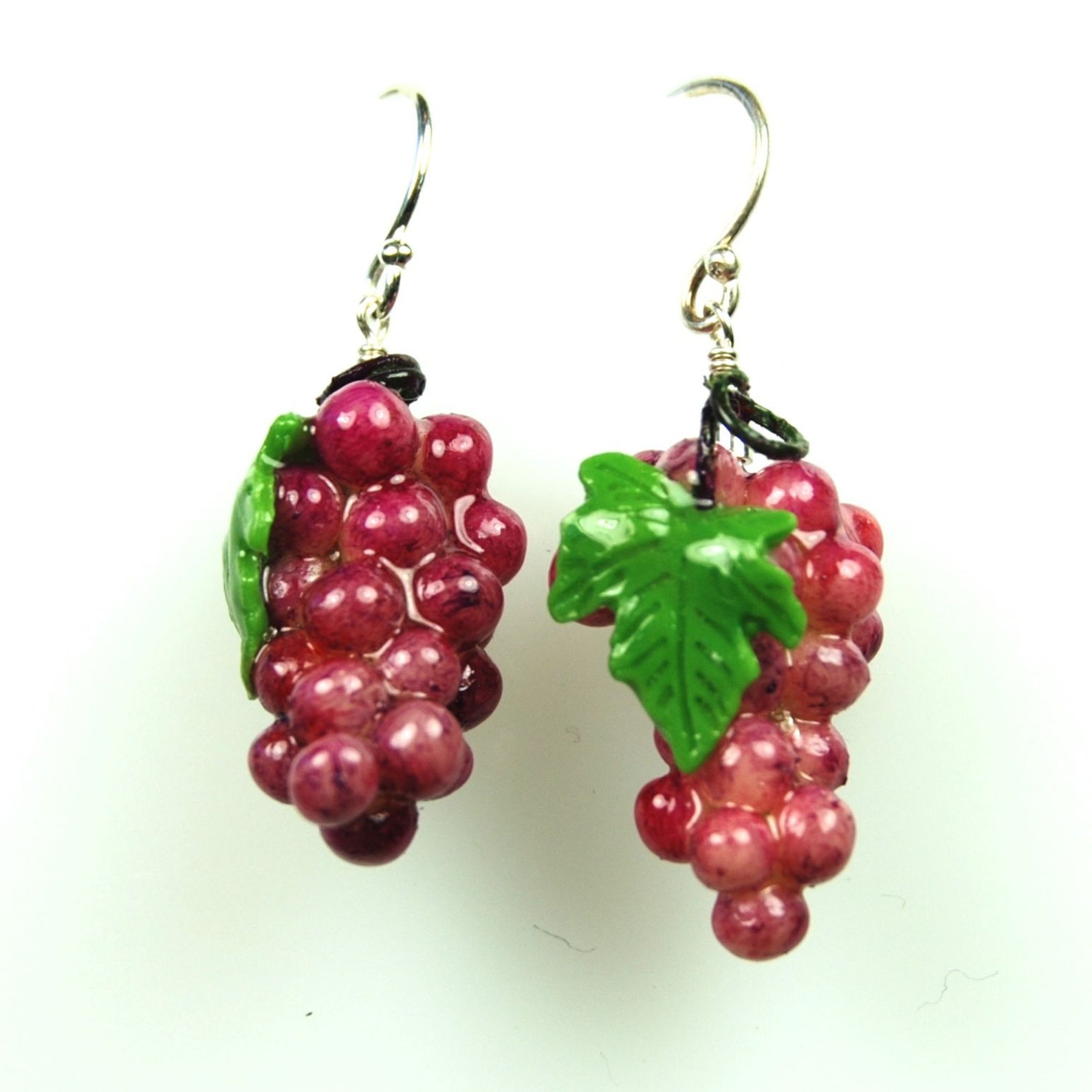 Wine Grape Earrings Polymer Clay and Sterling Silver Etsy