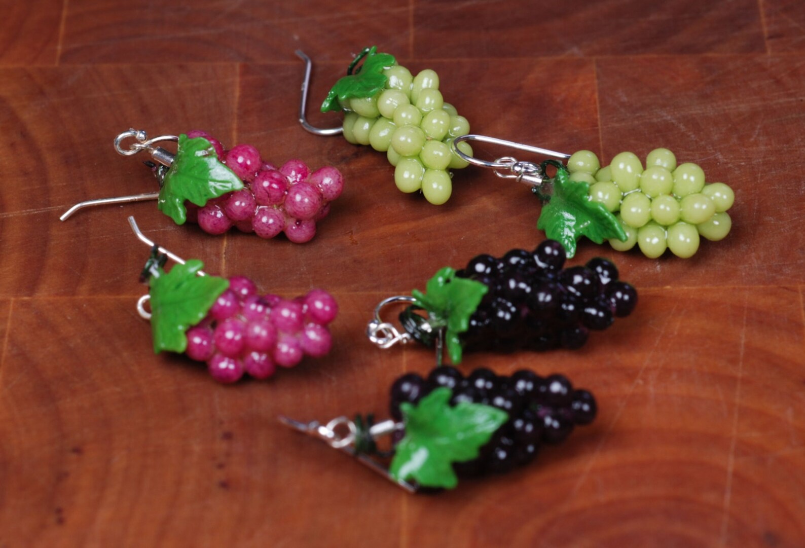Wine Grape Earrings Polymer Clay and Sterling Silver Etsy