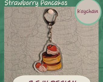 Erdbeer-Pfannkuchen Schlüsselanhänger - 6,5 cm Acryl