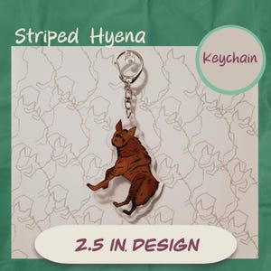 Striped Hyena Keychain | 2.5&quot; Wild Animal Charm | Safari Accessories