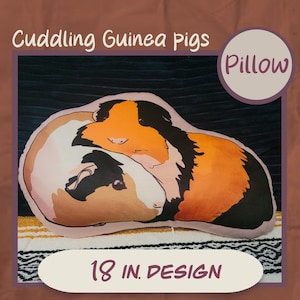 Cute Cuddling Guinea Pigs Pillow l 18&quot; Plush Pet-Inspired Cushion