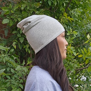 Light Grey Slouchy Beanie/ grey slouchy beanie /Grey Slouchy Beanie/grey beanie /grey hat/Fall Hat/Running Hat /Bamboo Cotton Beanie