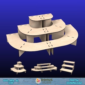 Supporto espositivo SVG, file per taglio laser di scaffali modulari per negozi, supporto angolare per piante, espositore per fiere artigianali, download per Glowforge XTool