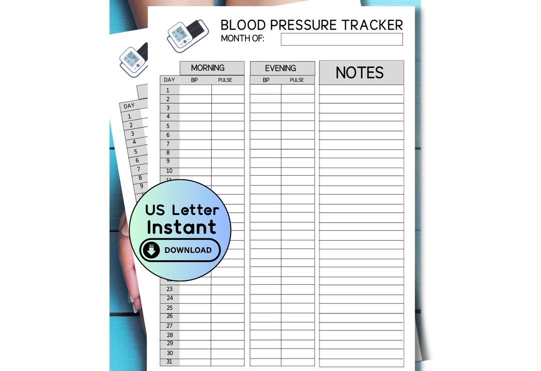 High Blood Pressure Tracker Printable, BP Tracker, Heart Rate Tracking ...
