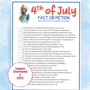 4 juli Feiten- of Fictiegame, 4 juli Trivia-game, 4 juli Games voor op kantoor, in de klas, thuisonderwijs, patriottische spellen