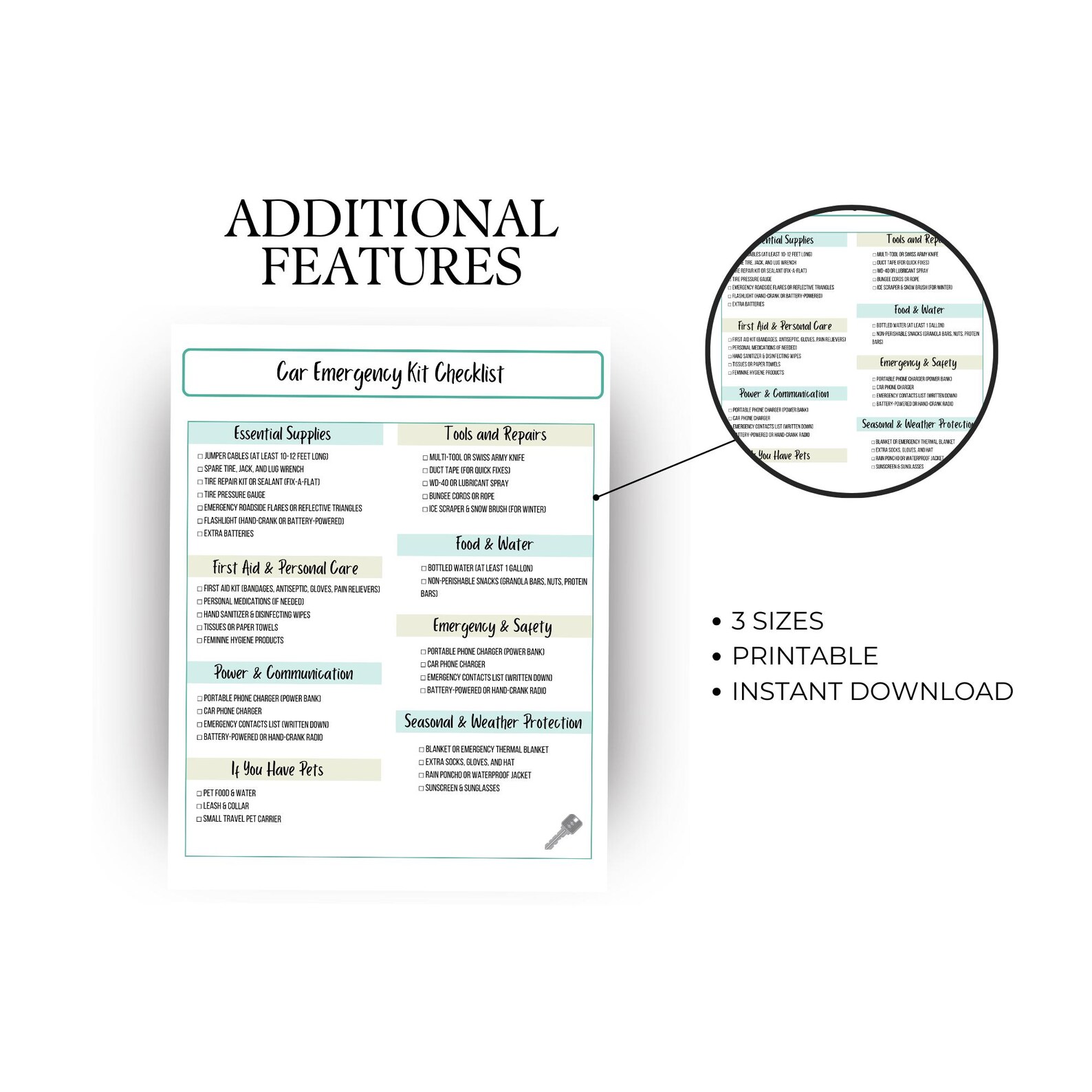 Car Emergency Kit Checklist Printable, Vehicle Emergency Kit Checklist ...