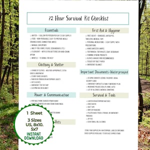 72 Hour Survival Kit Checklist Printable, Emergency Preparedness Checklist, Disaster Preparedness Checklist, Emergency Preparedness Plan