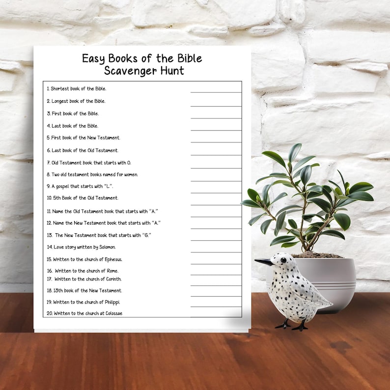 Books of the Bible Scavenger Hunt Printable Set, Sunday School Activity ...