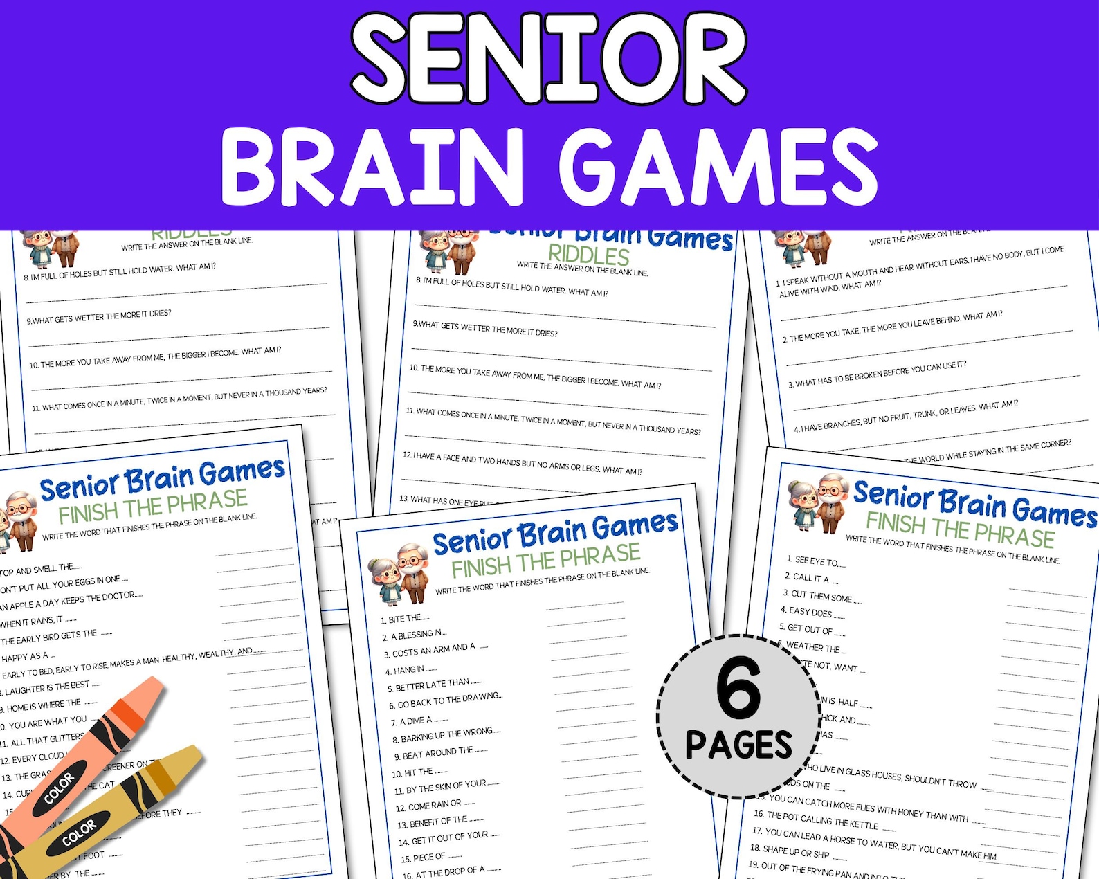 Senior Brain Games Printable, Senior Mind Games, Senior Brain Teasers