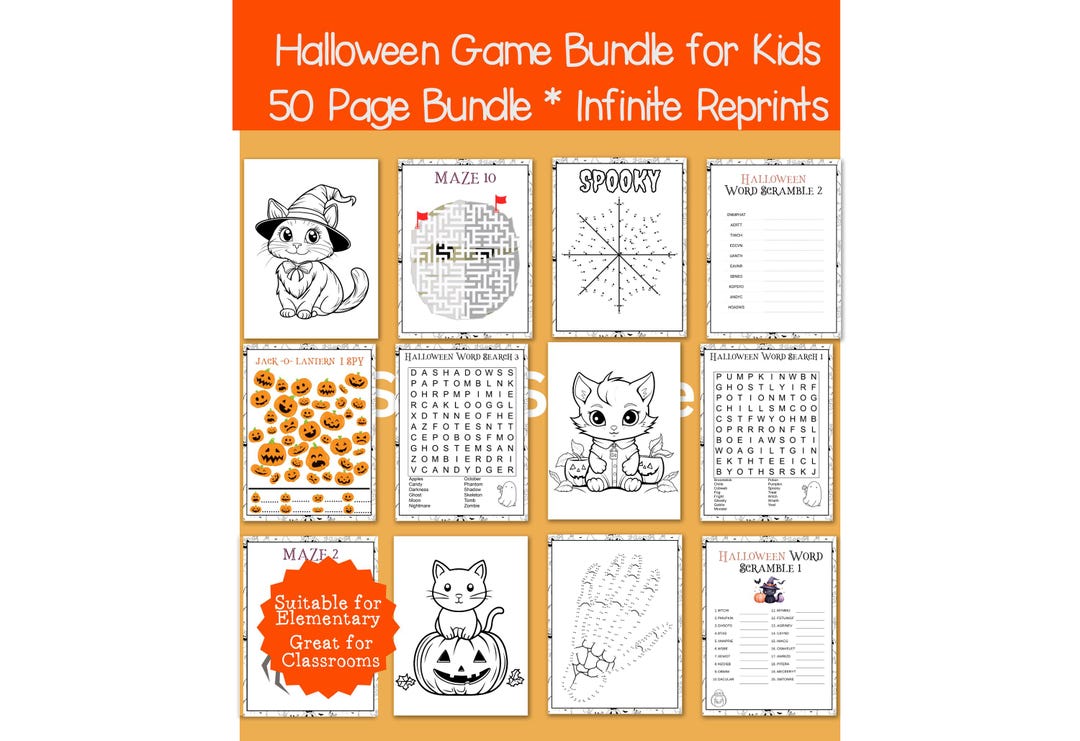 Printable Halloween Activity Bundle, 50 Pages, Halloween Party ...
